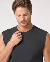 StringKing Men's StayWarm Tank Top - Sharp Fit, Black, Collar Shoulder - Human Model