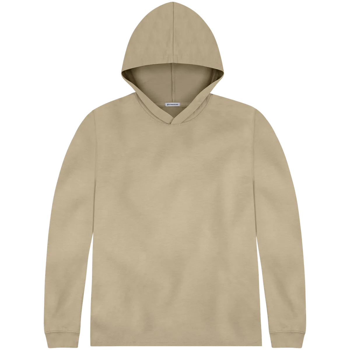 StringKing Men's Pima Cotton Lightweight Hoodie - Relaxed Fit, Warm Khaki, Front