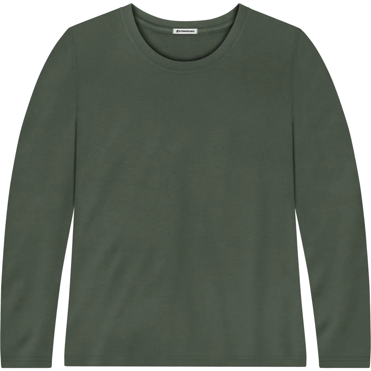 StringKing Women's Pima Terry Long Sleeve Tee - Relaxed Fit, Moss, Front