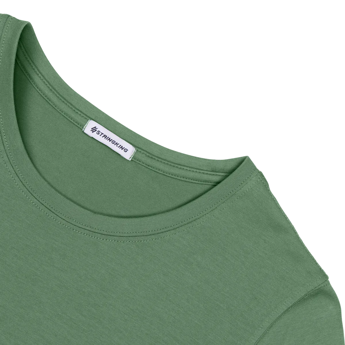StringKing Women's Pima Cotton Long Sleeve Crewneck T-Shirt - Sharp Fit, Green, Detail
