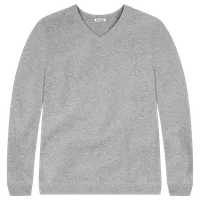 StringKing Men's Pima Cotton V-Neck Sweatshirt - Sharp Fit, Heather Gray, Front