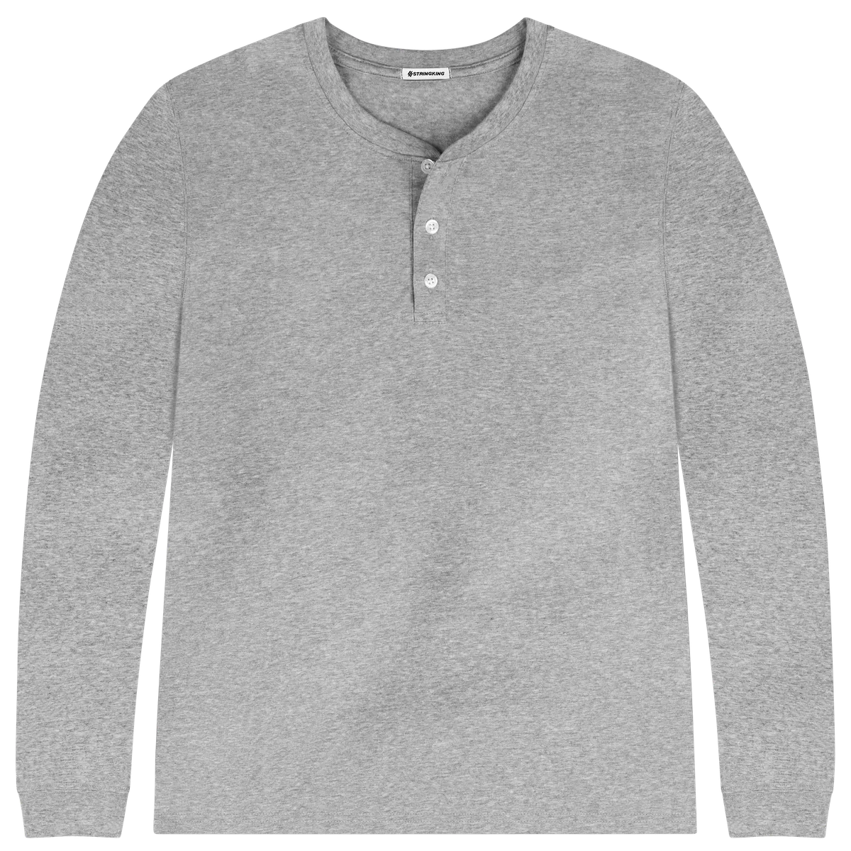 StringKing Men's Pima Cotton Long Sleeve Henley - Sharp Fit, Heather Gray, Front