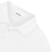 StringKing Men's Pima Terry Long Sleeve Polo - Relaxed Fit, White, Detail