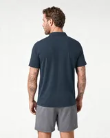 StringKing Men's Pima Jersey Classic Polo - Relaxed Fit, Navy, Full Back - Human Model - Top of head to Mid-thigh