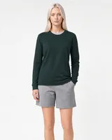 StringKing Women's Pima Terry Long Sleeve Tee - Sharp Fit, Pine Grove, Full Front - Human Model - Top of head to Knees