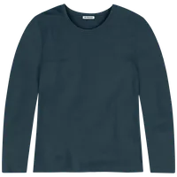 StringKing Women's Pima Cotton Long Sleeve Crewneck T-Shirt - Sharp Fit, Navy, Front