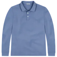 StringKing Men's Pima Cotton Long Sleeve Polo - Relaxed Fit, Slate Blue, Front