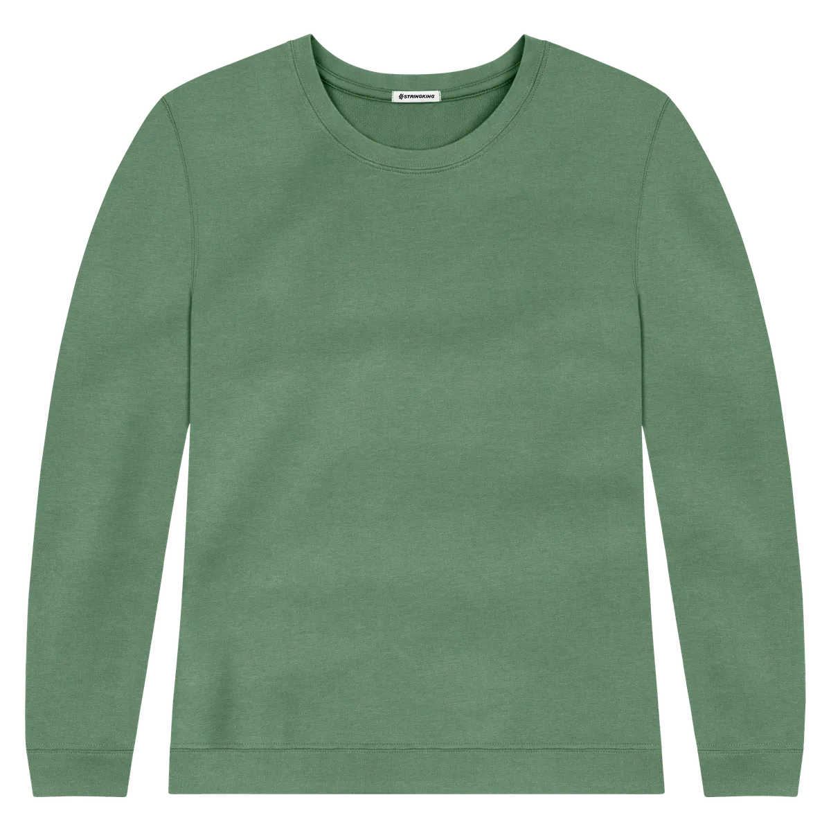 StringKing Women's Pima Cotton Crewneck Sweatshirt - Sharp Fit, Green, Front