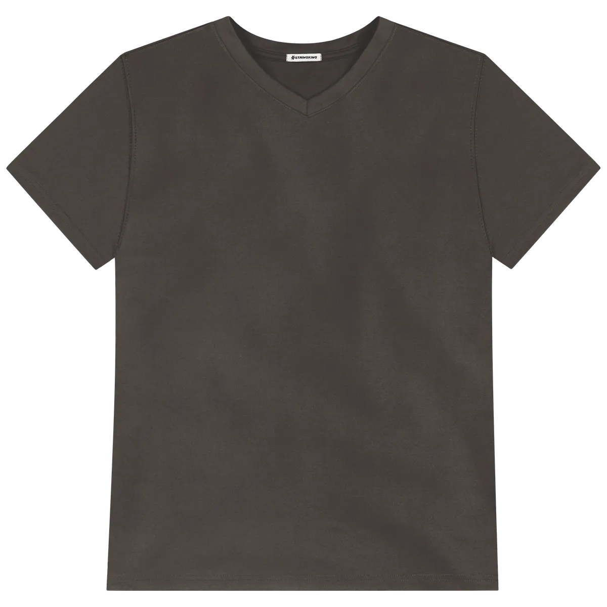 StringKing Men's FlexTech Short Sleeve V-Neck T-Shirt - Relaxed Fit, Charcoal, Front