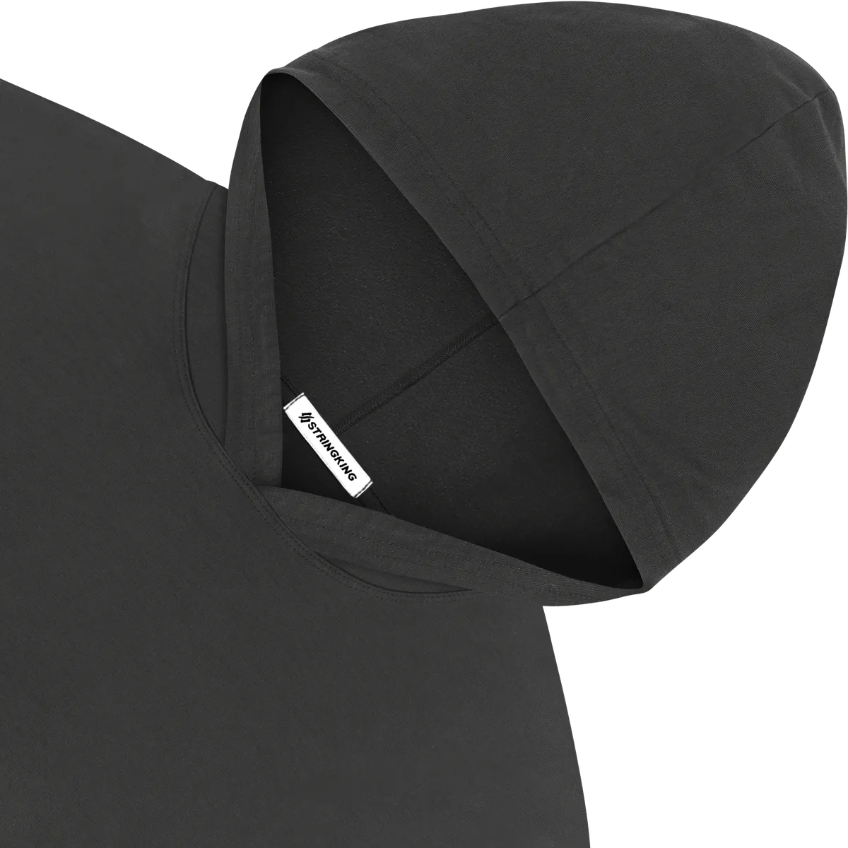 StringKing Men's Pima Jersey Hoodie - Sharp Fit, Black, Detail