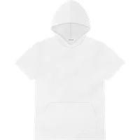 StringKing Men's Pima Terry Short Sleeve Hoodie - Relaxed Fit, White, Front