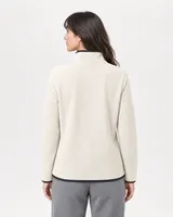 StringKing Women's Polartec Fleece Full Zip with Pockets - Relaxed Fit, Jet Stream, Full Back - Human Model - Top of head to Mid-thigh
