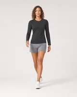 StringKing Women's Pima Jersey Long Sleeve Tee - Sharp Fit, Black, Full Front Angle - Human Model