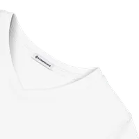 StringKing Women's Pima Cotton Short Sleeve V-Neck T-Shirt - Relaxed Fit, White, Detail