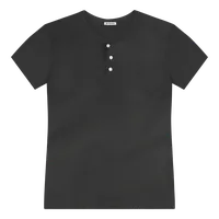 StringKing Men's Pima Cotton Short Sleeve Henley - Sharp Fit, Black, Front