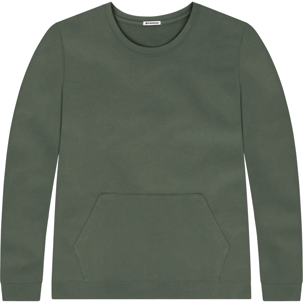 StringKing Men's Pima Terry Crew Sweatshirt - Sharp Fit, Moss, Front