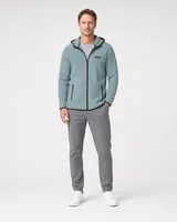 StringKing Men's Polartec Fleece Full Zip Hoodie with Pockets - Relaxed Fit, Slate, Full Front - Human Model