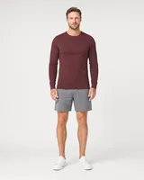 StringKing Men's Pima Jersey Long Sleeve Tee - Sharp Fit, New Maroon, Full Front - Human Model