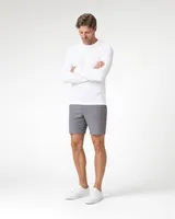 StringKing Men's Pima Jersey Long Sleeve Tee - Sharp Fit, White, Full Front Angle - Human Model