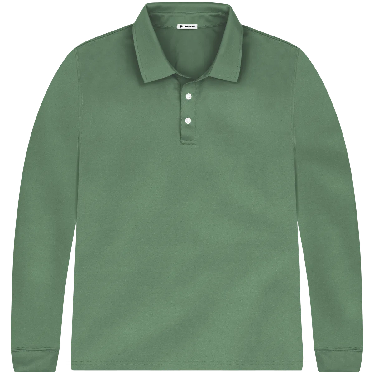 StringKing Men's FlexTech Long Sleeve Polo - Relaxed Fit, Green, Front
