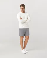 StringKing Men's Pima Jersey Long Sleeve Tee - Sharp Fit, Tofu, Full Front Angle - Human Model