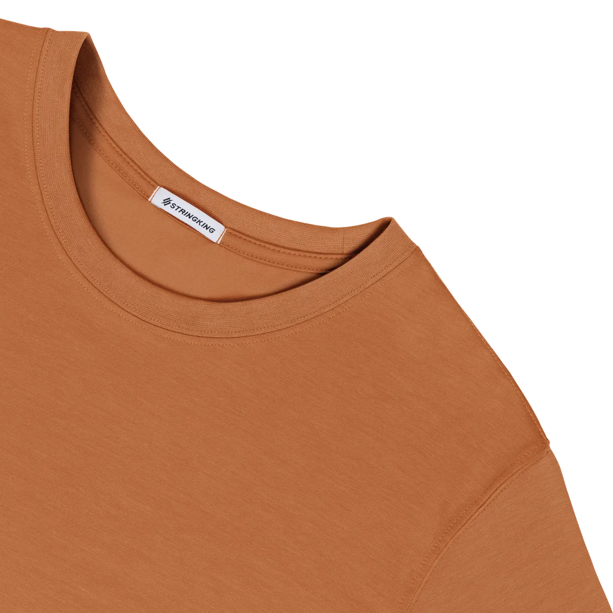 StringKing Men's FlexStyle Short Sleeve Crewneck T-Shirt - Relaxed Fit, Bombay Brown, Detail