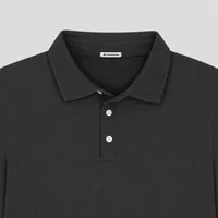 StringKing Men's Pima Terry Long Sleeve Polo - Sharp Fit, Black, Detail
