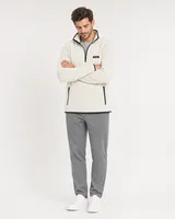 StringKing Men's Polartec Fleece Quarter Zip with Pockets - Relaxed Fit, Jet Stream, Full Front Angle - Human Model