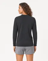 StringKing Women's Pima Terry V-Neck Sweater - Sharp Fit, Black, Full Back - Human Model - Top of head to Mid-thigh