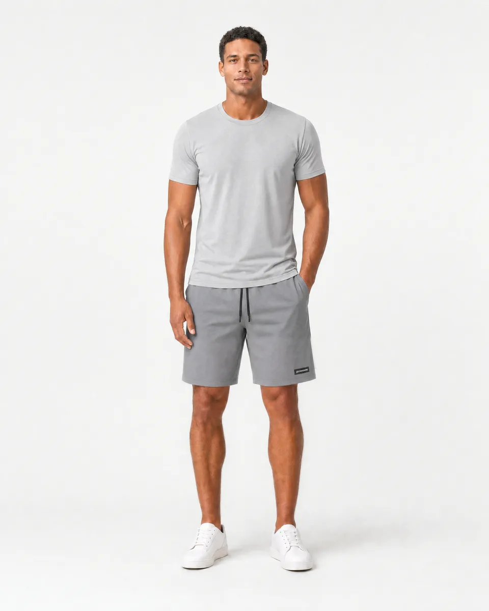 StringKing Men's Velocity Short - Sharp Fit, Gray, 8 inch, Full Front - Human Model