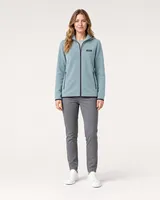 StringKing Women's Polartec Fleece Full Zip Hoodie with Pockets - Relaxed Fit, Slate, Full Front - Human Model