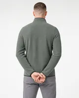 StringKing Men's Polartec Fleece Quarter Zip with Pockets - Sharp Fit, Avenue Green, Full Back - Human Model - Top of head to Mid-thigh