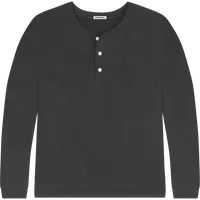 StringKing Men's Pima Cotton Henley Sweatshirt - Relaxed Fit, Black, Front