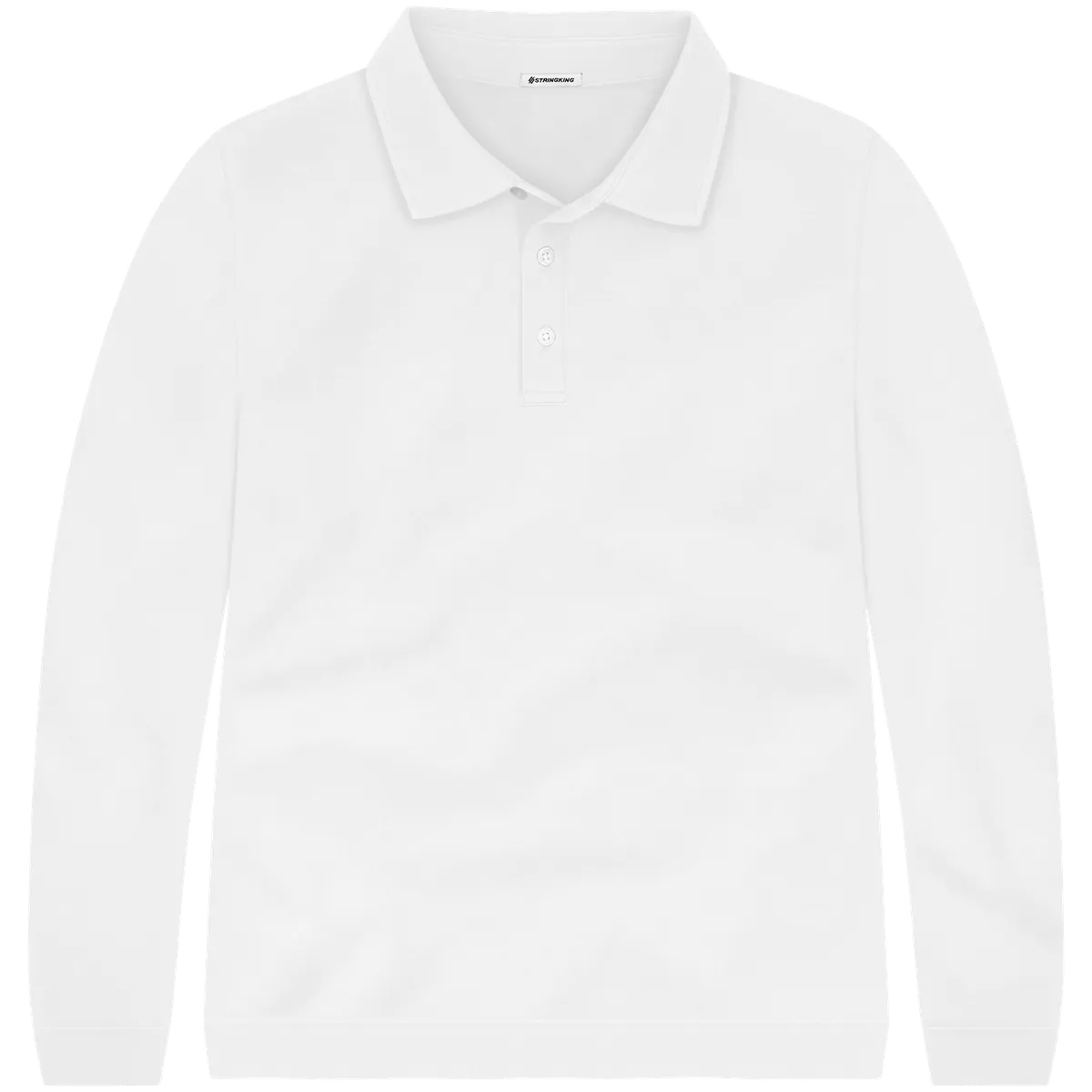 StringKing Men's Pima Terry Long Sleeve Polo - Sharp Fit, White, Front