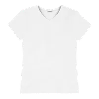 StringKing Women's Pima Cotton Short Sleeve V-Neck T-Shirt - Sharp Fit, White, Front