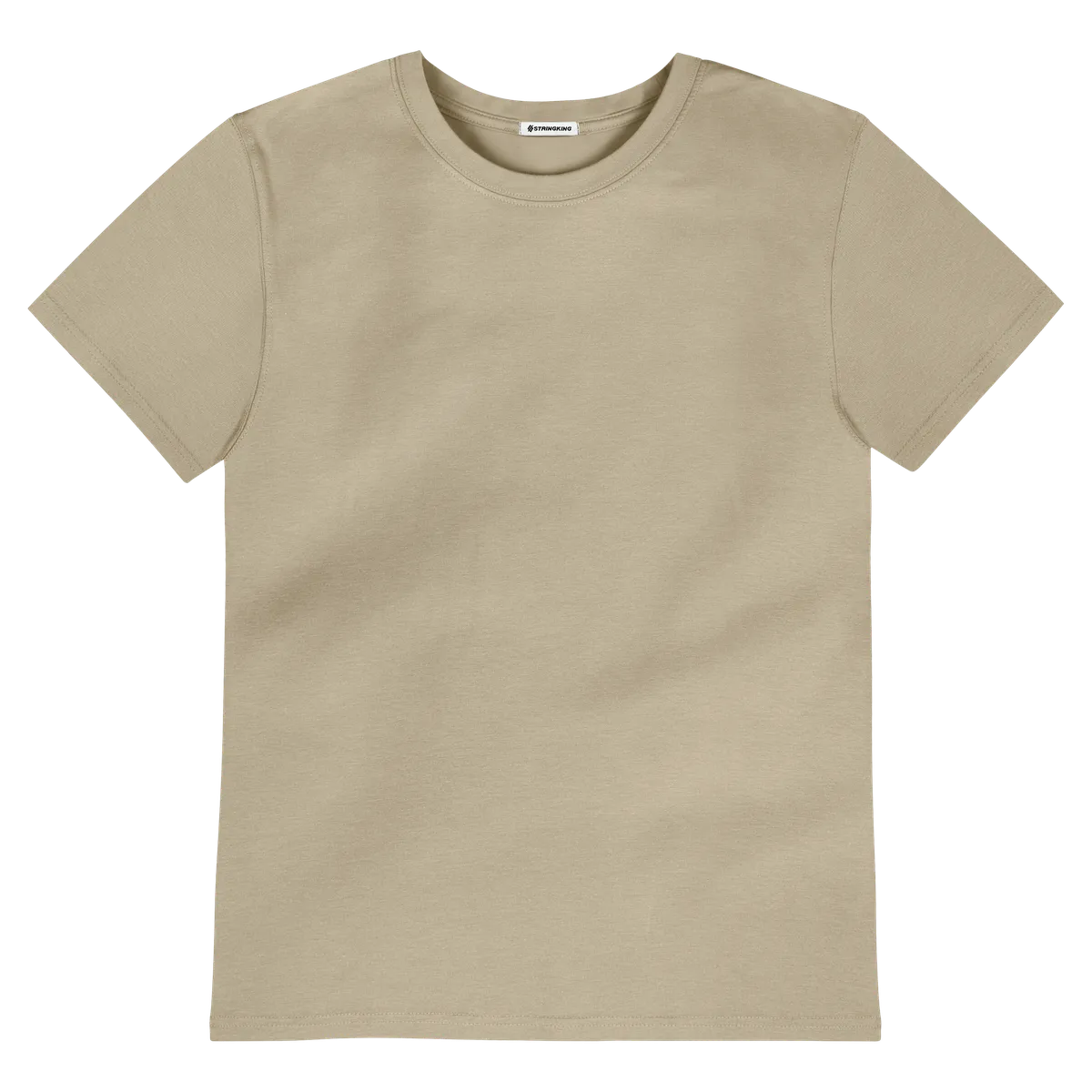 StringKing Men's Pima Cotton Short Sleeve Crewneck T-Shirt - Relaxed Fit, Warm Khaki, Front