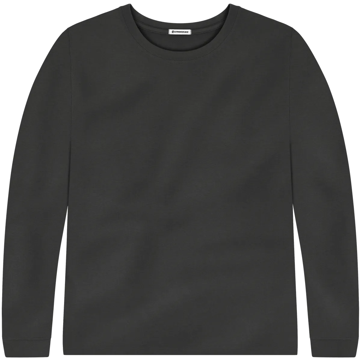 StringKing Men's Pima Terry Long Sleeve Tee - Relaxed Fit, Black, Front