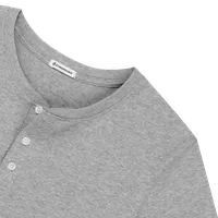 StringKing Men's Pima Cotton Short Sleeve Henley - Sharp Fit, Heather Gray, Detail
