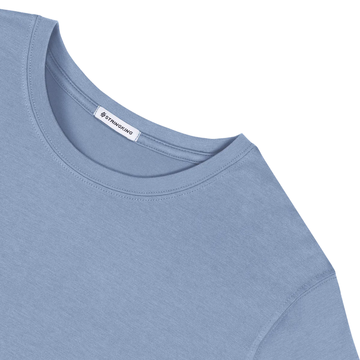 StringKing Men's Pima Cotton Long Sleeve Crewneck T-Shirt - Sharp Fit, Slate Blue, Detail