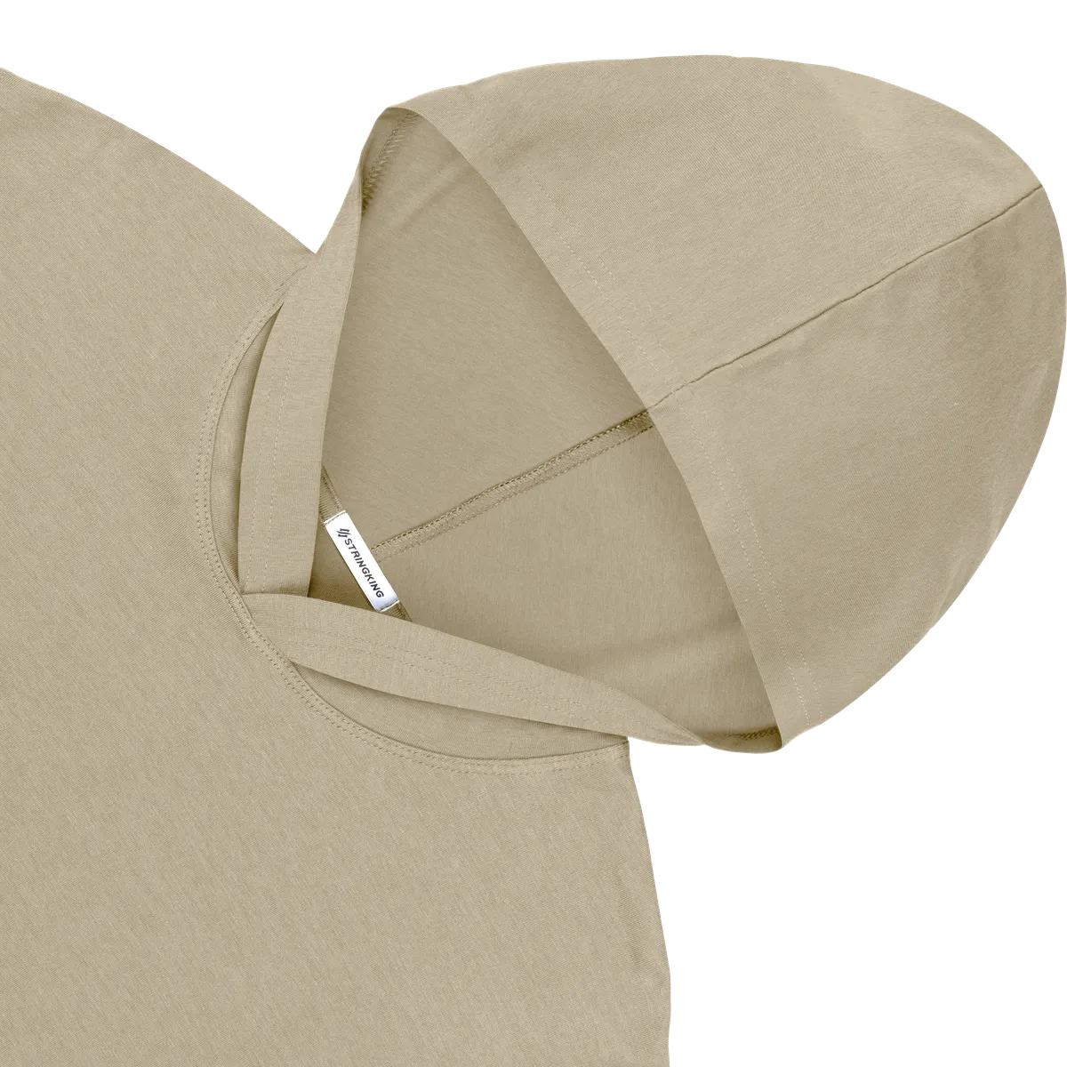 StringKing Women's Pima Cotton Lightweight Hoodie - Relaxed Fit, Warm Khaki, Detail