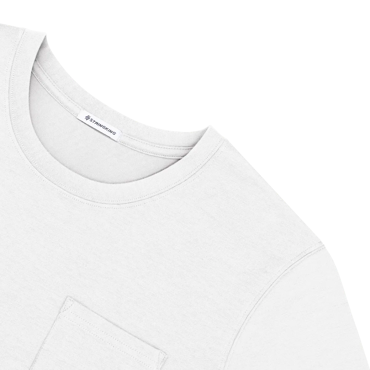 StringKing Men's Pima Cotton Short Sleeve Pocket Crewneck T-Shirt - Relaxed Fit, White, Detail