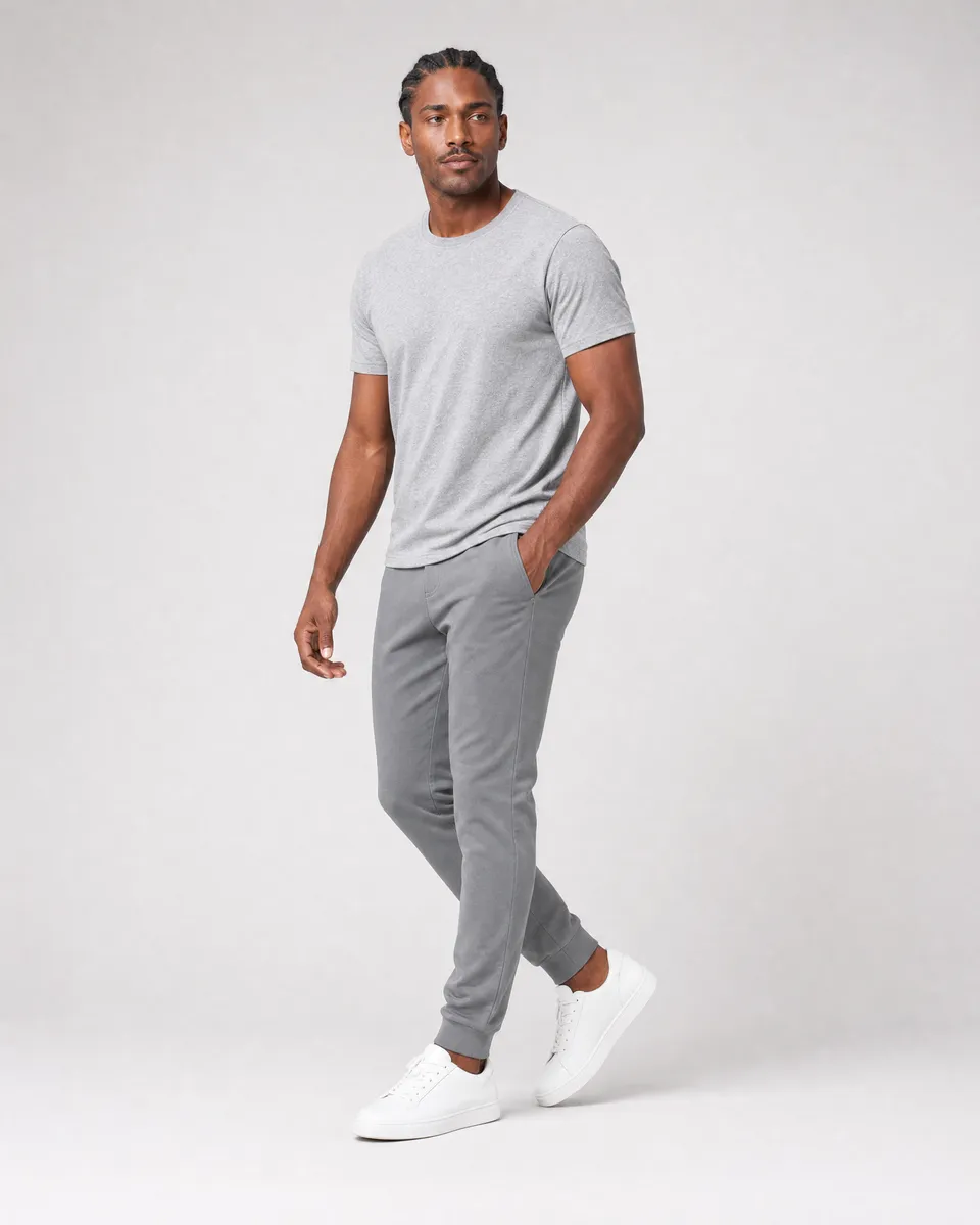 StringKing Men's StayWarm Joggers - Sharp Fit, Gray, Full Front Angle - Human Model