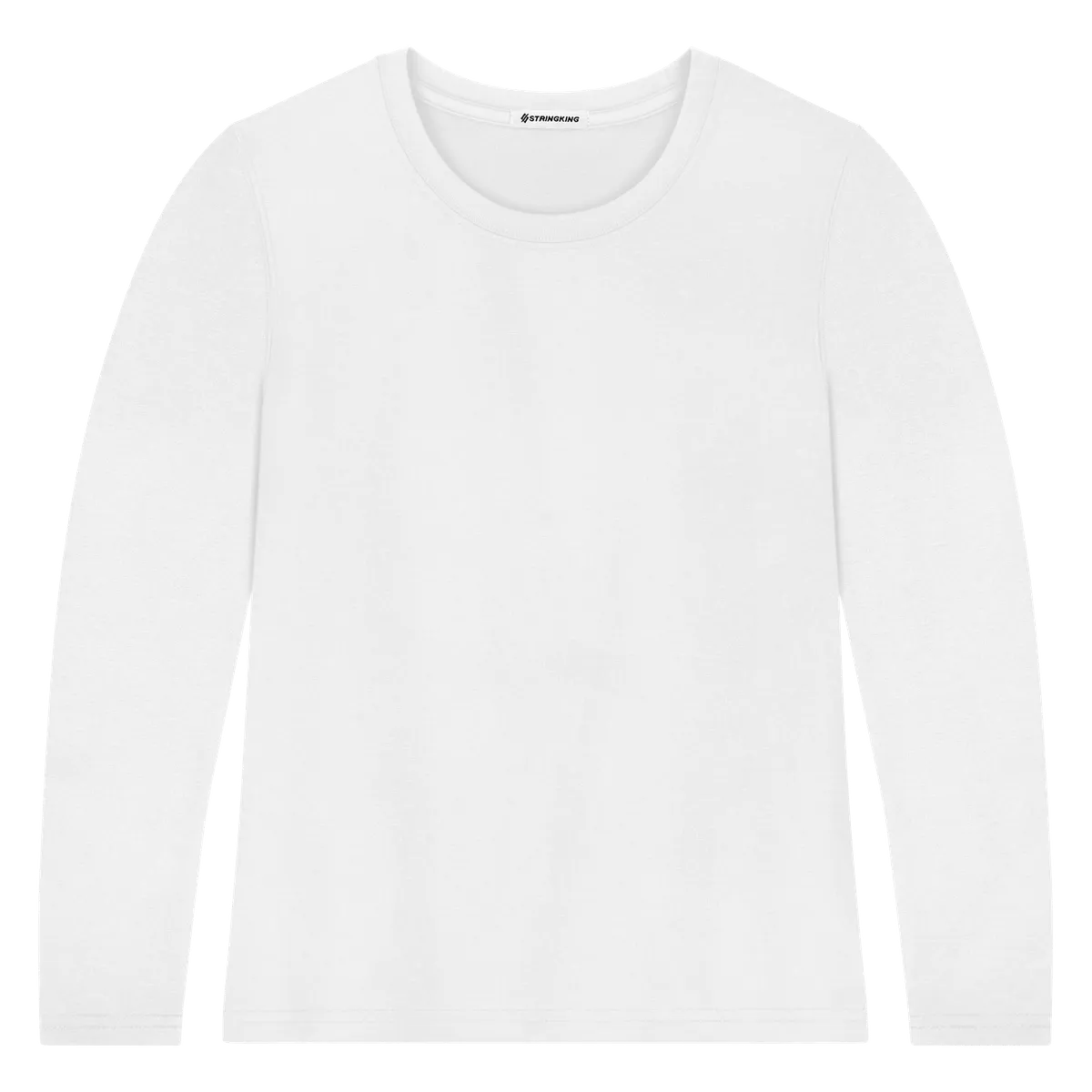 StringKing Women's Pima Terry Long Sleeve Tee - Sharp Fit, White, Front