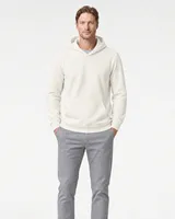 StringKing Men's Pima Terry Hoodie - Relaxed Fit, Tofu, Full Front - Human Model - Top of head to Knees