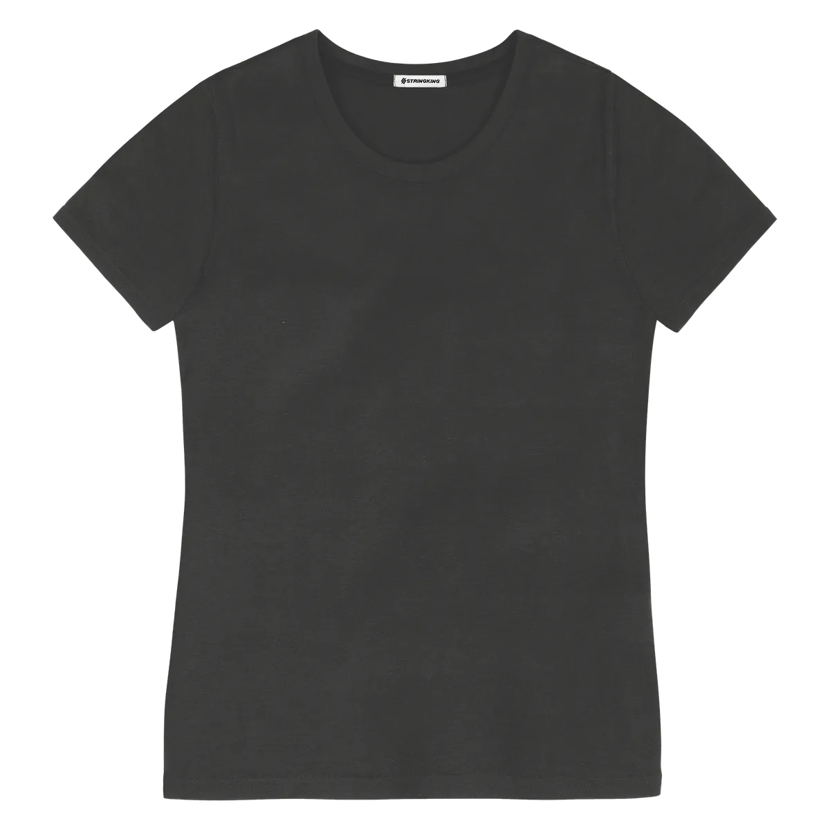 StringKing Women's Pima Cotton Short Sleeve Crewneck T-Shirt - Sharp Fit, Black, Front