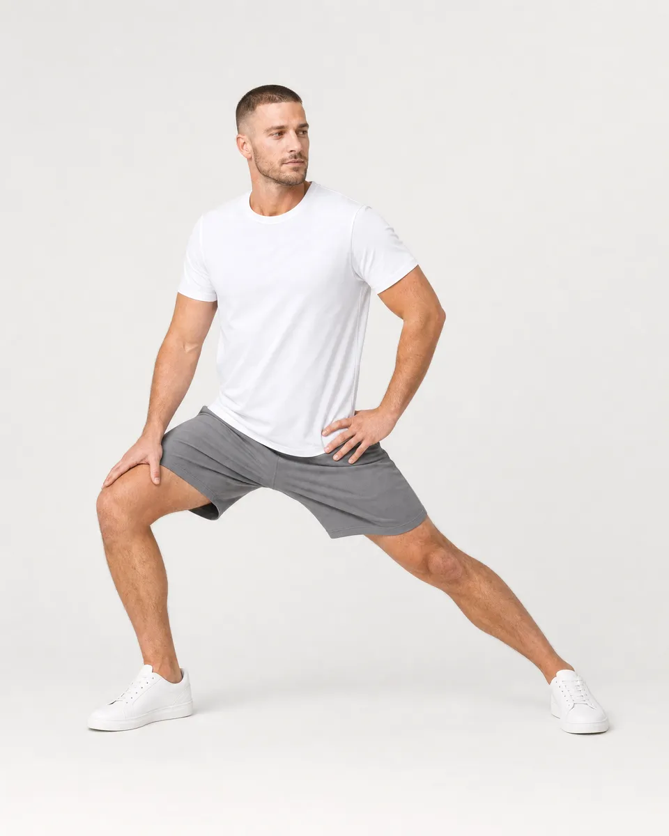StringKing Men's StayWarm Tee - Relaxed Fit, White, Full Front Angle - Human Model
