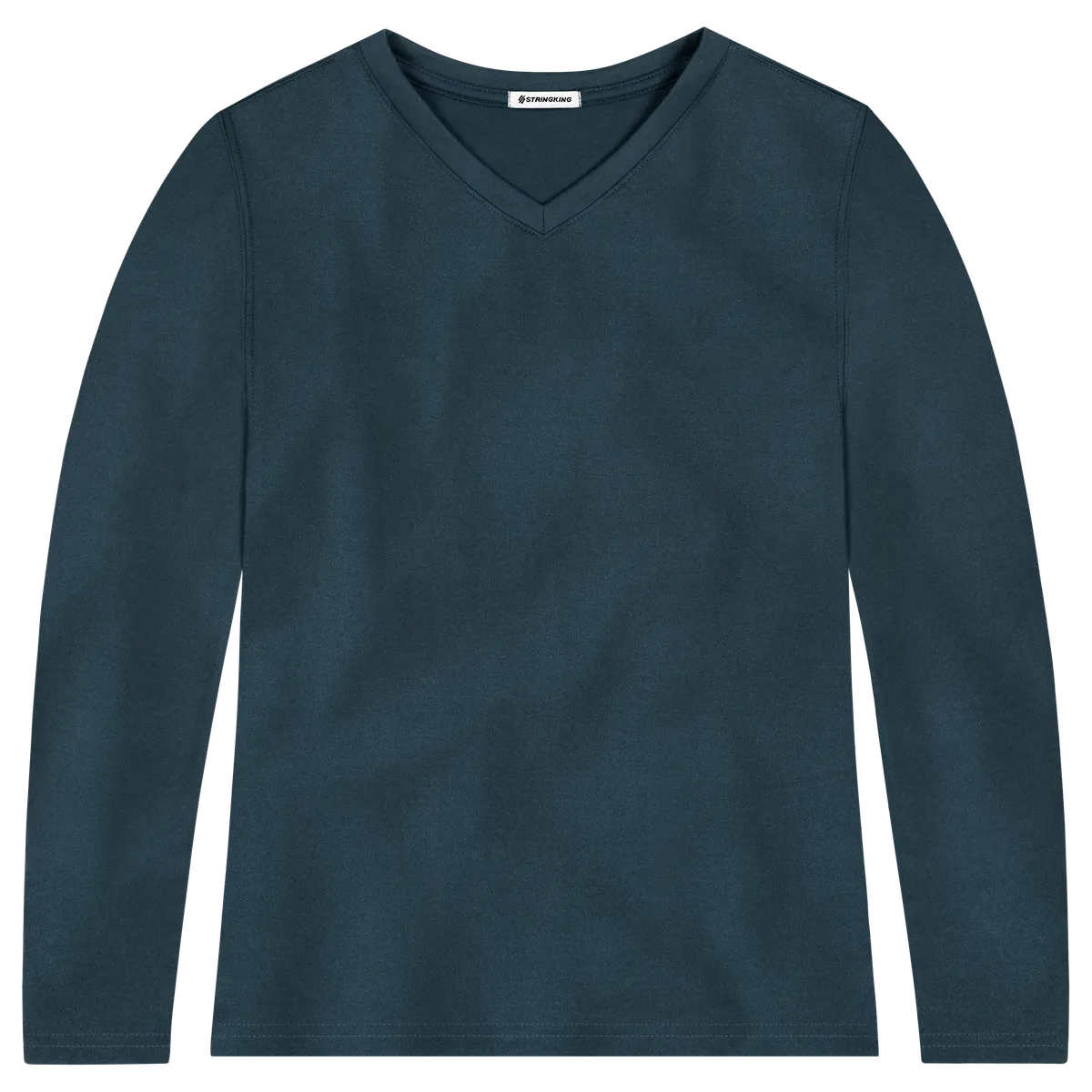 StringKing Women's FlexTech Long Sleeve V-Neck T-Shirt - Sharp Fit, Navy, Front