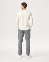 StringKing Men's Pima Terry V-Neck Sweater - Relaxed Fit, Tofu, Full Back - Human Model - Top of head to Mid-thigh