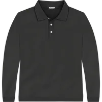 StringKing Men's Pima Terry Long Sleeve Polo - Relaxed Fit, Black, Front