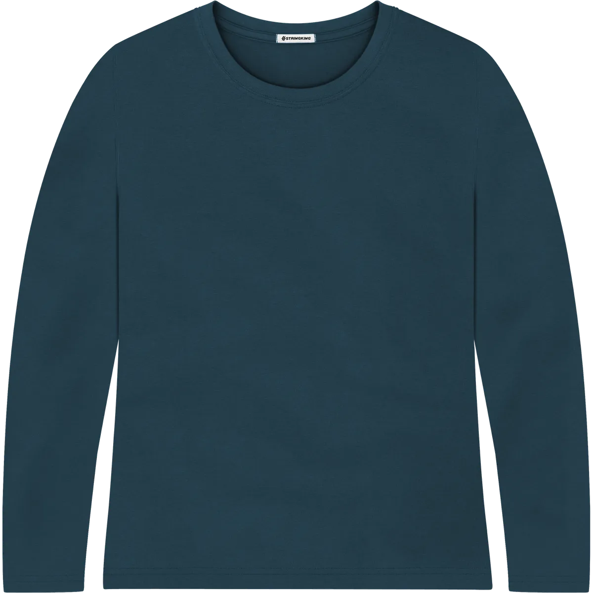 StringKing Women's Pima Jersey Long Sleeve Tee - Relaxed Fit, Navy, Front